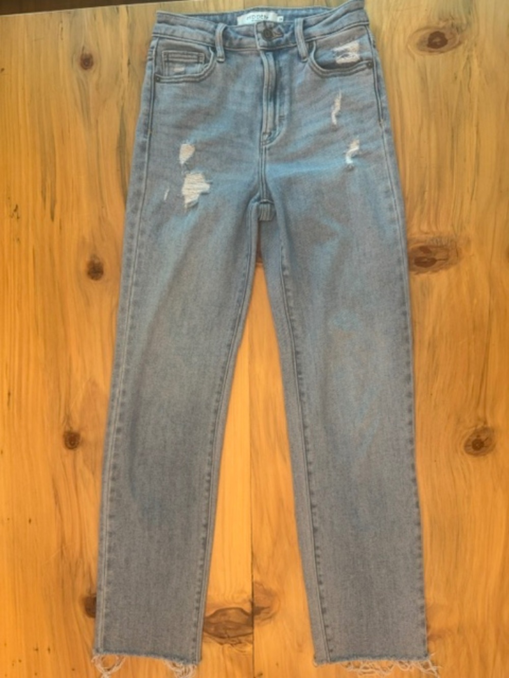 Hidden Los Angeles Skinny Jeans Size 24 Distressed Raw Hem Light Wash Denim